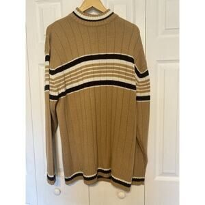Northern Explosion Sweater Mens Lg Tan White Stripe Grandpacore Vintage Unisex